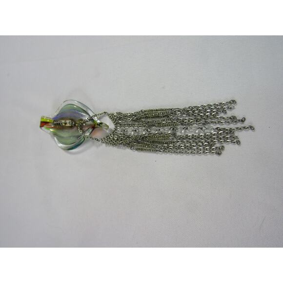 Multi Color Tear Drop Twisted Glass Tassel Pendant VTG 7.5" Sparkle Retro Artsy - Picture 4 of 7